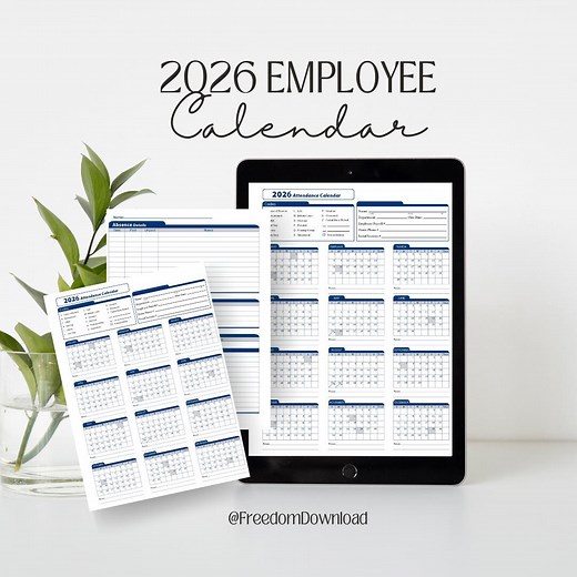 2026 Printable Employee Attendance Tracker - Etsy
