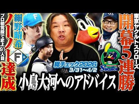 【日本ハム細野がノーノー達成！チーム16本塁打の破壊力打線】【逆転サヨナラでヤクルトが開幕5連勝‼︎『広島は去年から変わらない』︎】【中日今季初勝利で連敗5でストップ】3連戦を詳しく解説します‼︎