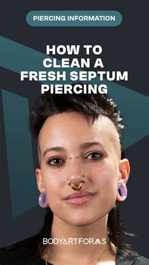 Help your fresh septum piercing heal by keeping up with your piercing aftercare. We’ll show you how to clean your fresh septum piercing! #bodyartforms #piercingtok #pierced #septumpiercing #septum How to clean septum piercing Septum piercing aftercare