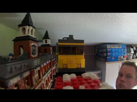 ALL Lego 9v custom trains running around elevated rail layout under the ceiling ICE IC TGV THALYS