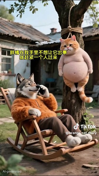 The two cat brothers were cleanedup by the wolf🤣#cat #orangecat #funnycatvideo #funnyvideos