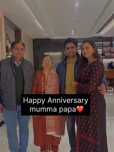 Shruti Mahajan on Instagram: "Celebrating your anniversary today through a video call from 🇦🇺🥹makes me realise how strong love truly is. Even with oceans 🌊 between us, your bond 🤝reaches me every single day. I may not be there to touch your feet, hug you, or sit beside you, but my prayers, love, and gratitude are always at home with you. Everything we are today is because of your sacrifices, patience, and unconditional love. Watching you smile on a small screen still fills my heart with the