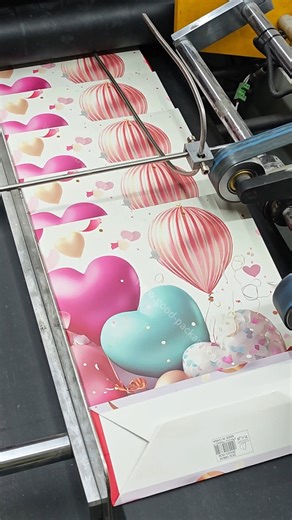 Paper packaging | 🔥Real shot from the factory today: Custom-made Valentine's Day gift bags are being produced in large quantities#jialanpackage A sheet of... | Instagram