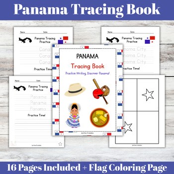 Panama Tracing Worksheets | Handwriting Practice   Flag Coloring Page