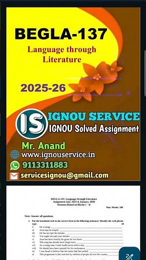 BEGLA-137 Solved Assignment 2025-26 #ignou #ignousolvedassignment #ignou2026 #assignment #solved
