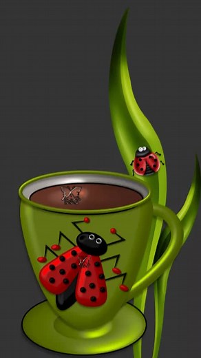 Charming Green Mug with Ladybug for Coffee Lovers