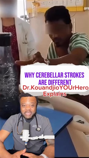 This is an intention tremor. Shaking that appears during movement, not at rest. That detail is what makes cerebellar strokes different… #IntentionTremor #StrokeAwareness #Neurology #ERDoctor #MedTok | Dr. Mike Kouandjio