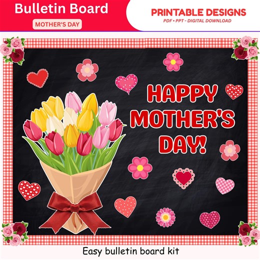 Mother's Day Bulletin Board Kit, Spring Floral Classroom Decor (digital Download) - Etsy