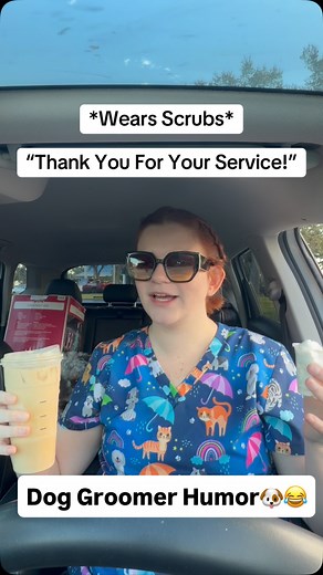 158K views · 14K reactions | Definitely not saving lives, just at home haircuts!  Dog Groomers wear scrub tops too. ✨ #doggrooming #doggroomer #dogsoftiktok #funny #fyp Also, I’m not sure who I saw do this trend- but tag them below for credit  | Bridgit Gross | Facebook