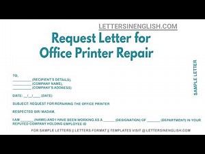 Request Letter For Office Printer Repair - Letter for Repair and Maintenance of Office Printer