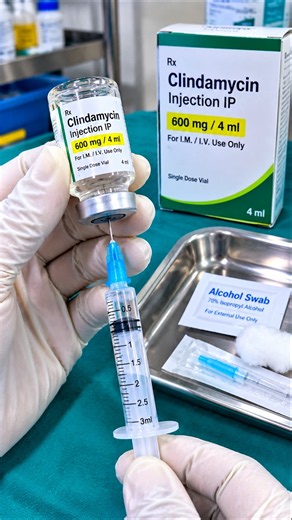🚨💉 Injection Clindamycin 😱 | Satisfying Medical Preparation #Shorts