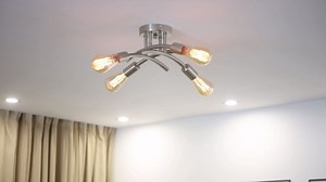 BUXVRCS Semi Flush Mount Ceiling Light Fixture, Modern Sputnik Chandelier Light Fixtures, Industrial Kitchen Light Fixtures Ceiling Mount, 4-Light Dining Room Light Fixture Bedroom (Brushed Nickel)