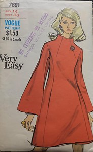 Vintage Vogue 7691 Pattern – 1960s Bell Sleeve Dress, Size 14 PRE-CUT COMPLETE - Etsy