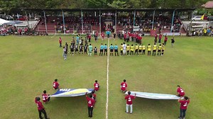 Download Aerial view of amateur football field - amateur football match. for free