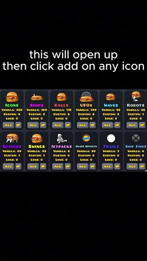 how to get custom icons in geode #geometrydash #makesuretolikeandsubscribeforfreediamondsandstars!!!