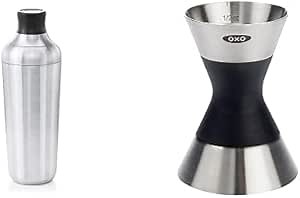 OXO SteeL Cocktail Shaker, 24 oz & SteeL Double Jigger