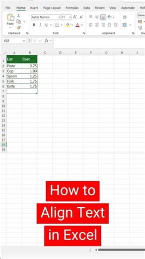How to Align Text in Excel