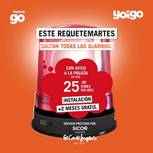 ¡Alarma general, oferta sin igual 🚨! Aprovecha este ofertón exclusivo para clientes Yoigo y protege tu casa 🏠 con la mejor tecnología en seguridad, desde solo 25,90€/mes, con 2 meses gratis y un precio para siempre. 👉 Contrata online en 5 minutos, y si tienes alguna duda, te llamamos y la resolvemos. | Yoigo