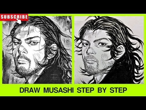 How To Draw musashi miyamoto From vagabond Step By Step Tutorial