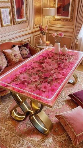 DIY Epic Floral Epoxy Table 🌸 The Ultimate Pink Room Decor! #interiordesign #epoxytable
