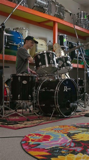Vintage Rogers R-380 "Double Soul" Jet Black Drum Set