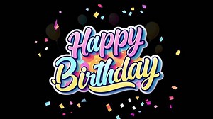 Happy birthday text on a black background