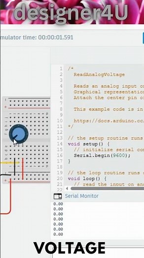 tinkercad simulation how to read voltage with arduino #arduino #diy #arduinoprogramming