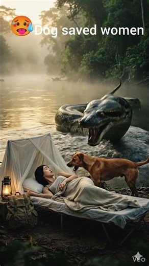 A giant python came from the river… but the loyal dog saved her life! 😱🐍🐕#like for dog