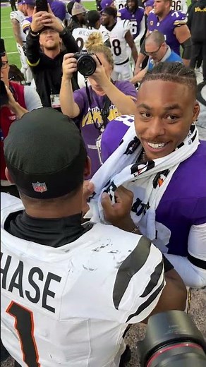 Justin Jeffeson & Ja'Marr Chase after Vikings vs. Bengals Game 🤝