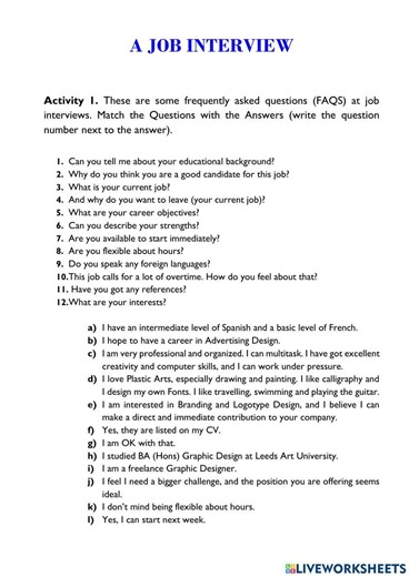 A Job Interview online exercise