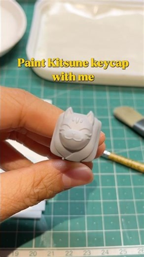 Paint keycaps with me series- Kitsune #artisankeycaps #figurepainting #keycaps #kitsune #artist