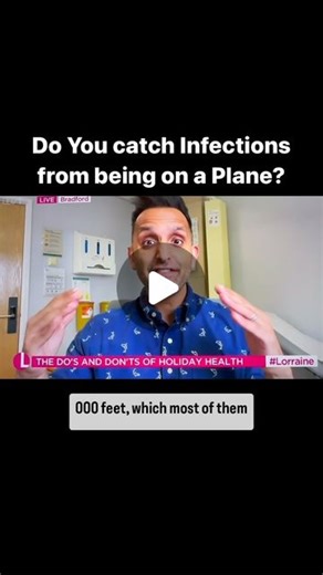 Dr Amir Khan GP on Instagram: "So many people feel they get sick after spending time on a place, especially when there is someone who is coughing or sneezing around Now the air circulating on planes is fairly clean, it’s filtered and some comes from outside But beware those pesky surfaces which can harbour bugs that have coughed or sneezed up - I always wipe tray tables down before sitting, plus regularly sanitize my hands - and so far so good. I don’t have time to be sick! #lorraine #doctoramir