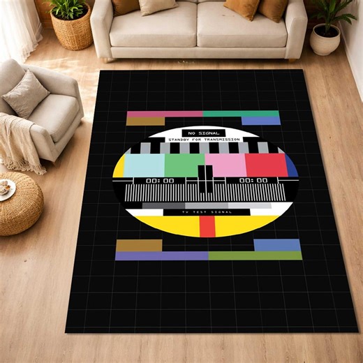 Retro TV Test Pattern Rug, No Signal Rug, Eye-catching Retro Style, TV Test Signal Pattern Rug, Living Room Rug, Home Decor,printed Rug - Etsy