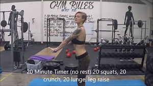 This weeks challenge...as its number 20 Set timer for 20 minutes NO REST 20 Squats 20 Crunch 20 Lunges 20 Leg raise Enjoy | RT Fitness Durham and Sunderland