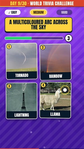 World Trivia Challenge Day 9/30: Three things the sky can do. Can you pick all three? 🧠