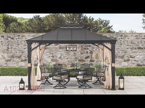 [Assembly How-To] Sunjoy 10.5x12.5 ft. Brown Steel Gazebo with 2-tier Hip Roof Hardtop and Curtains