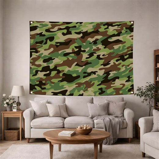 Camouflage Wall Tapestry, Military Style Decor, Army Pattern, Tactical Wall Hanging, Hunting Room Decor, Camo Bedroom Poster, Green Forest - Etsy