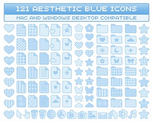 Blue Desktop Icons Set, 100  Aesthetic Icon Bundle, Custom Windows Mac Computer Laptop PC Folders Files Apps, Cute, Pastel, Digital Download - Etsy