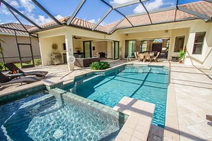 Naples Vacation Rental | Briarwood: Home w/two primary suites-saltwater pool/spa & outdoor kitchen & entertaining area w/TV |  Home Rental