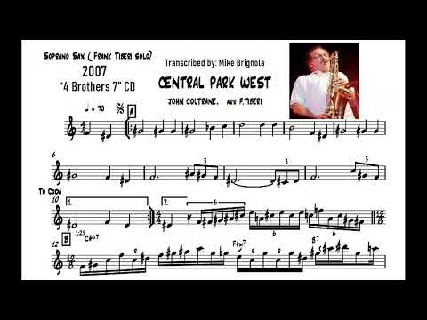 Transcription of FRANK TIBERI’s Soprano Solo on CENTRAL PARK WEST 2007 (John Coltrane)