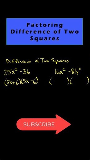 How to Factor Difference of Squares (Step-by-Step) #short #math #factoringpolynomials #algebra1