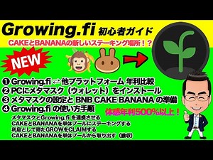 GROW（グロウ）アグリゲーターの使い方（初心者用）CAKEやBANANAをGrowing.fiでステーキング！（メタマスク設定解説あり）【仮想通貨DeFi講座】