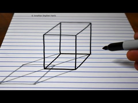 How to Draw a 3D Cube | Easy Trick Art Drawing For Beginners / Anamorphic Illusion