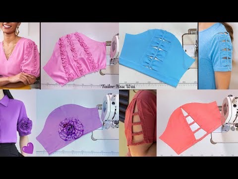 (4) different types of sleeve designs cutting and stitching tutorial for beginners.Tailor Hsu Wai.
