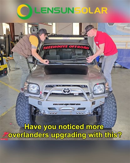 62K views · 311 reactions | One mod that upgrades your whole adventure The Lensun Hood Solar Panel ⚡ Charge your battery, Run your fridge & devices 24/7 Easy to install, plug and play Get yours at lensunsolar.com  Thanks to @treehouse_offroad @themidweekescapeartist @bfm_overland and @lukelollarofficial for the awesome content!  #lensunsolar #hoodsolarpanel #overlanding #offroad #caradventure #overlandinglife | Lensun Solar Panels Wholesale | Facebook