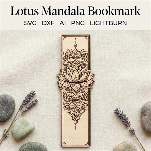 Lotus Mandala Bookmark SVG | Laser Cut Floral Design (digital Download) - Etsy