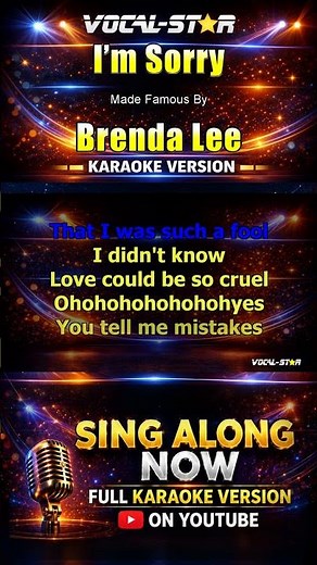 Brenda Lee - I'm Sorry (Karaoke Studio Version) with Lyrics On Screen #singalong #karaoke #vocalstar