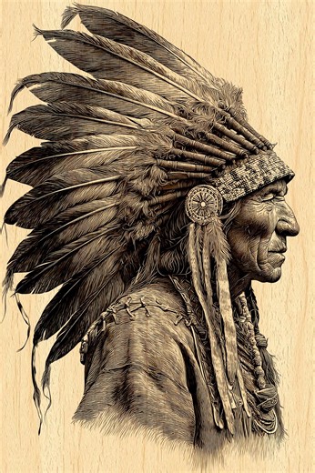 Native Chief Engraving PNG Transparent | Native American Clipart | Tribal Leader Laser Wood & CNC Design (digital Download) - Etsy