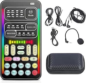 I9 Voice Changer Set, Portable Sound Card with 8 Sound Effects, Portable USB Charging for Game Anchor Recording, Surprise Friends, 187G (English Version)