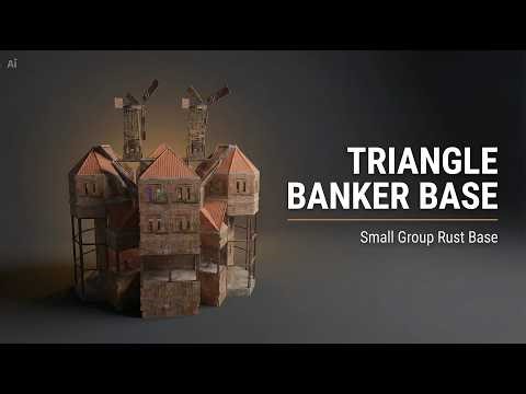 TRIANGLE BANKER BASE | Small Group Rust Base Design | Full Build #rust #rustbase #rustbasedesign